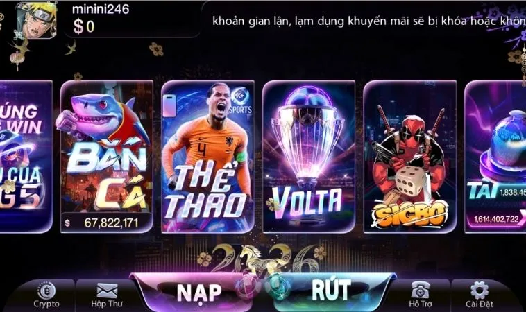 Giao diện trang chủ 789Club